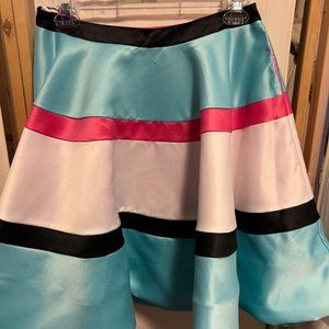 ENVIOUS By Karishma Creations Sz 6 Pink Blue White Black Twirl Pockets Skirt
